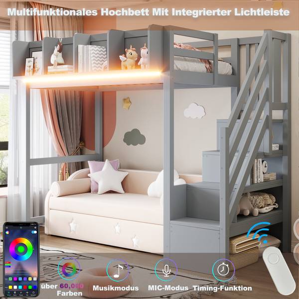 Einzelbett K-2135 Grau