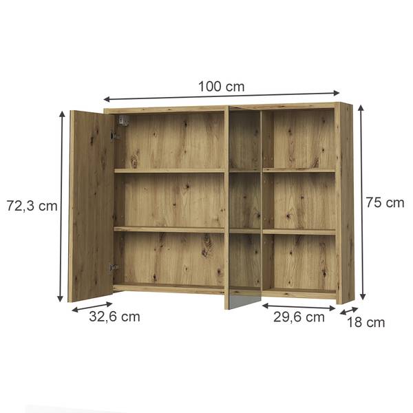 Badspiegelschrank Viola 60728 Beige - Braun - Holzwerkstoff - 100 x 75 x 18 cm
