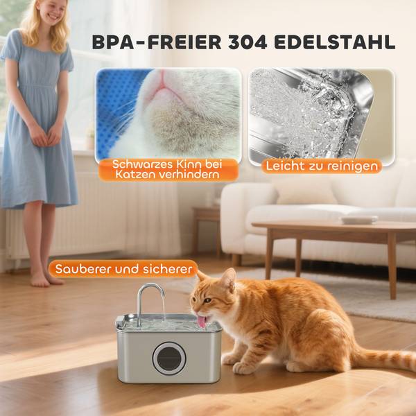 Katzenbrunnen D08-072V90SR Silber - Metall - 16 x 20 x 23 cm