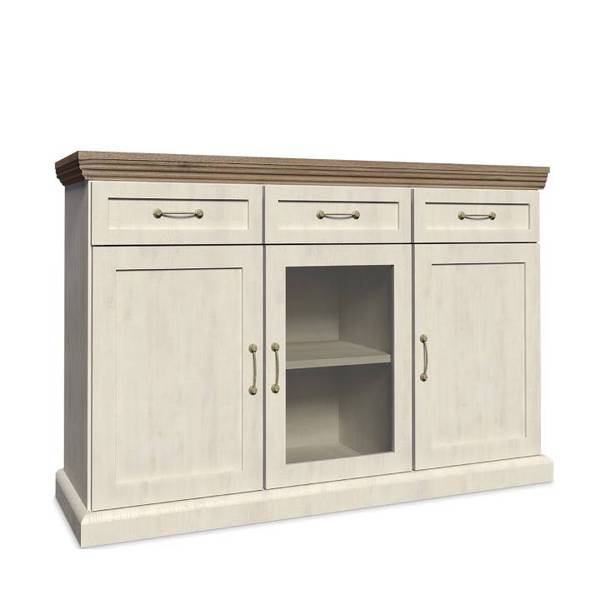 Kommode mit Vitrinenschrank ARVEN Weiß - Holzwerkstoff - 127 x 98 x 45 cm