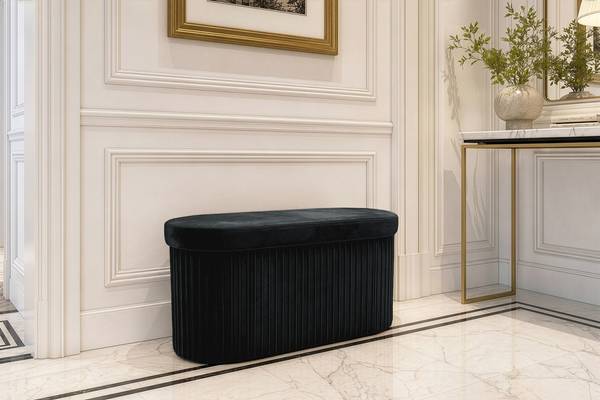 Polsterbank ÉLAN Schwarz - Samt - 78 x 38 x 38 cm