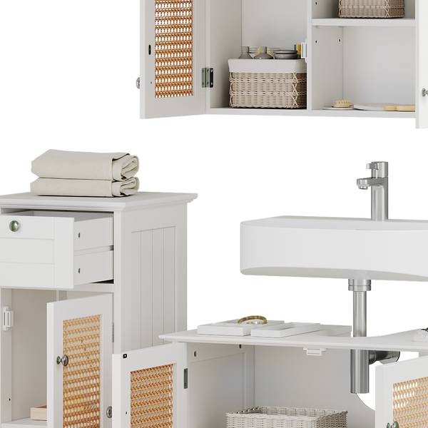 Badmöbel-Set Rosario 40456 4er Set Weiß - Holzwerkstoff - 60 x 58 x 35 cm