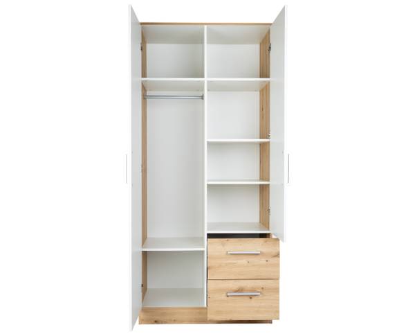 Kleiderschrank Kent 20 AOW Braun - Weiß - Holzverbundwerkstoff - 90 x 201 x 54 cm