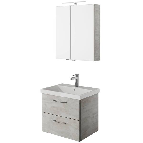 Badmöbel-Set VILLATORO-66-6 2er-Set Grau - Holzwerkstoff - 60 x 200 x 45 cm