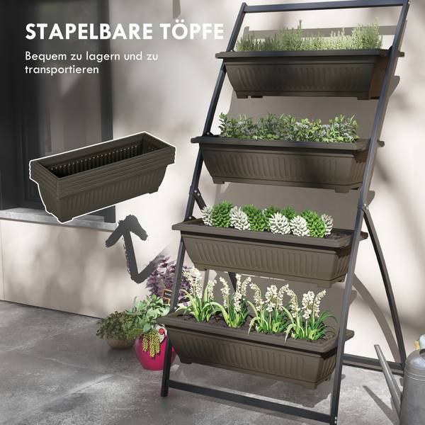 Support pour plantes 84H-050V00DR Marron - Métal - 79 x 162 x 76 cm