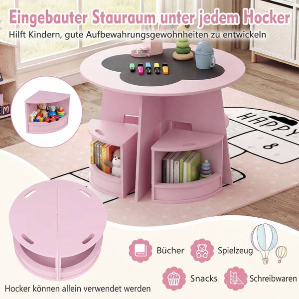 Kindersitzgruppe TK32780 5-tlg. Pink - Holzwerkstoff - 70 x 49 x 70 cm