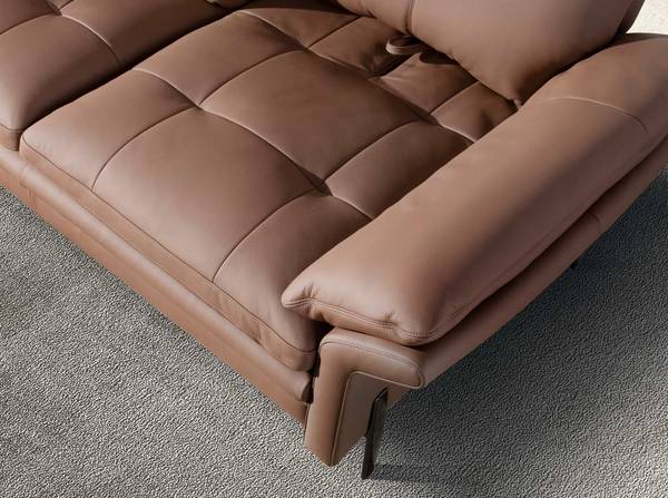 Canapé 6242 Marron - Tissé à plat - Cuir synthétique - Pin - Acier inoxydable 18/0 - 195 x 94 x 118 cm