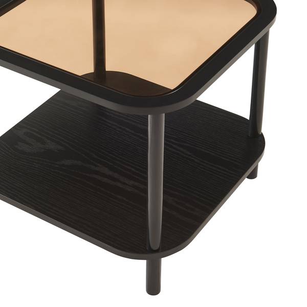 Table d'appoint Latama Noir - Marron - Bambou - Bois manufacturé - Verre - 51 x 45 x 51 cm