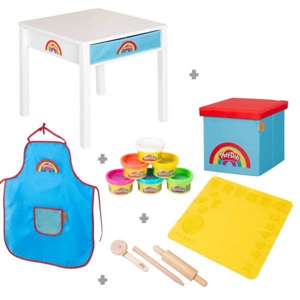 Basteltisch PlayDoh Weiß - Massivholz - 55 x 54 x 55 cm