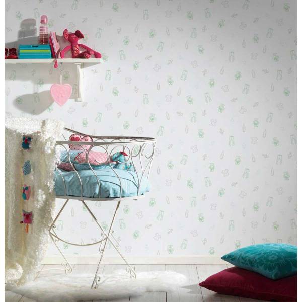 Spielzeug Tapete Kinderzimmer Baby Bronze - Grün - Weiß