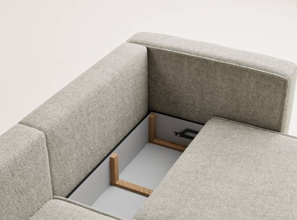 Ecksofa Velto Beige - Armlehne davorstehend rechts - Ecke davorstehend links - Longchair davorstehend links