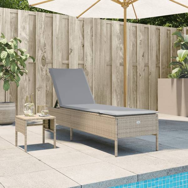 Sonnenliege 3033954-1 4002731 Beige - Grau - Polyrattan - 55 x 97 x 198 cm