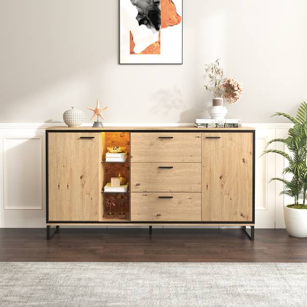 Sideboard Helios Ⅱ Braun - Stahl - Farbglas - 40 x 85 x 160 cm