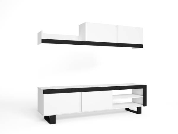 Wohnzimmer IDEM Weiß 200x180x40cm Weiß - Melamin - 40 x 180 x 200 cm
