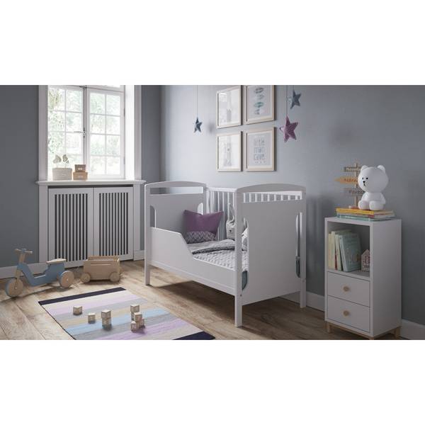 Mitwachsendes Babybett Weiß - Massivholz - 65 x 90 x 124 cm