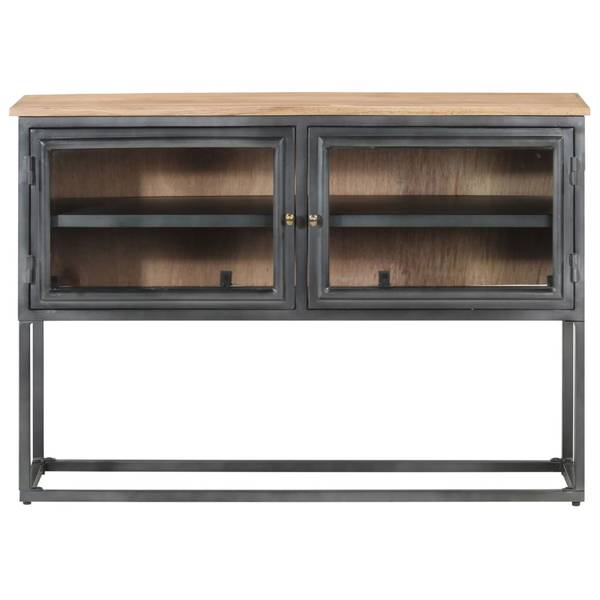 Sideboard 323502 Grau - Glas - Metall - Massivholz - 100 x 70 x 30 cm