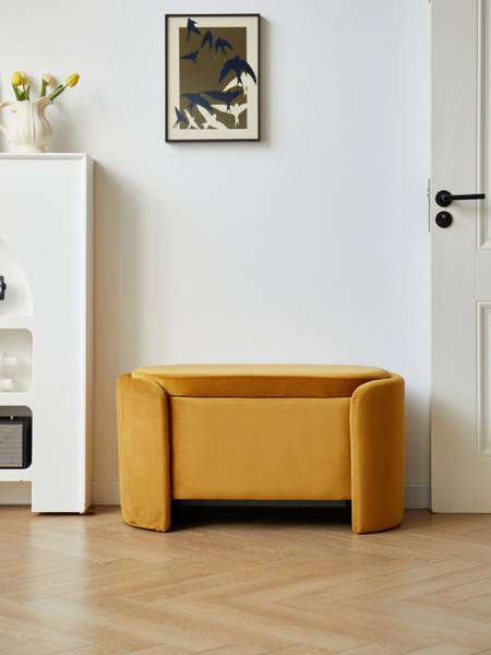 Sitzbank MOSS Gelb - Textil - 88 x 46 x 45 cm