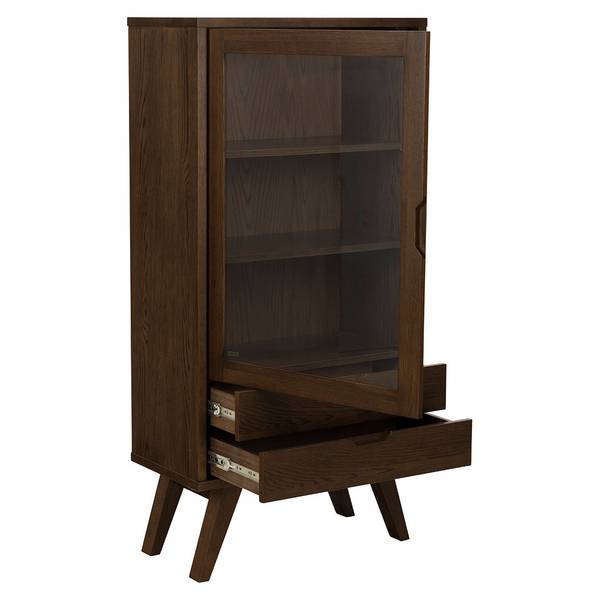 Vitrinenschrank A-Line Grau - Holz teilmassiv - 72 x 145 x 36 cm