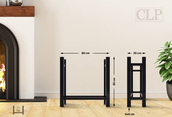 Kaminholzregal Medya Schwarz - Metall - 80 x 80 x 30 cm