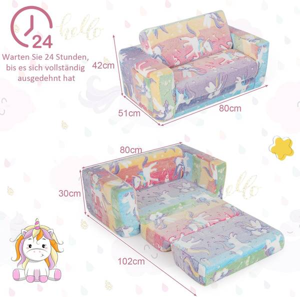 Kindersofa HY10150CL Textil - 80 x 42 x 51 cm