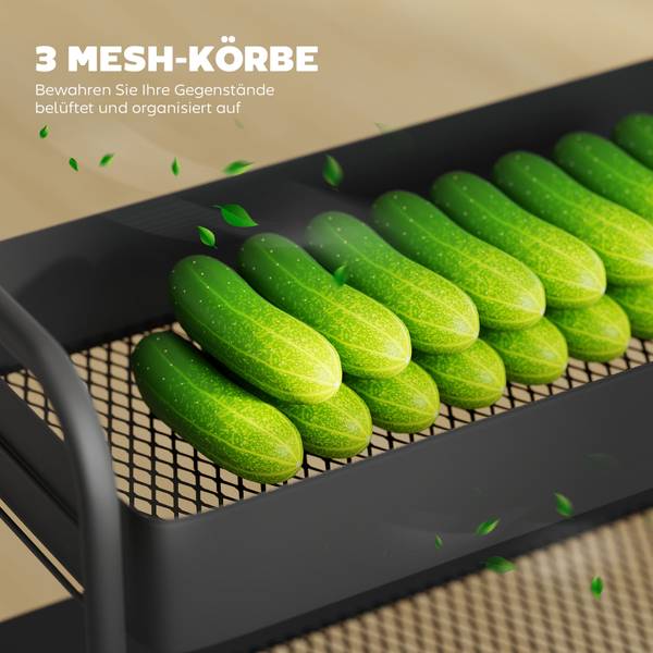 Küchenwagen 801-427V00BK Schwarz - Metall - 34 x 87 x 65 cm