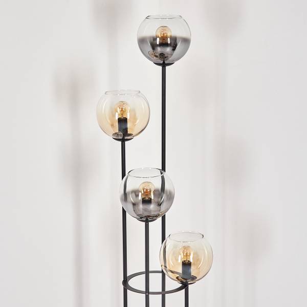 Stehlampe Cesaro Braun - Grau - Holzwerkstoff - Metall - Holz teilmassiv - 74 x 147 x 13 cm