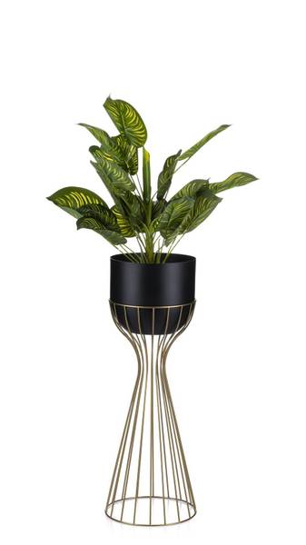 Blumenständer mit Übertopf HH-ML-10-GB Schwarz - Gold