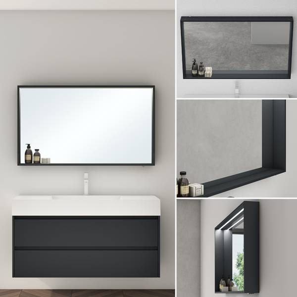 Spiegelschrank-01 Anthrazit - Breite: 120 cm