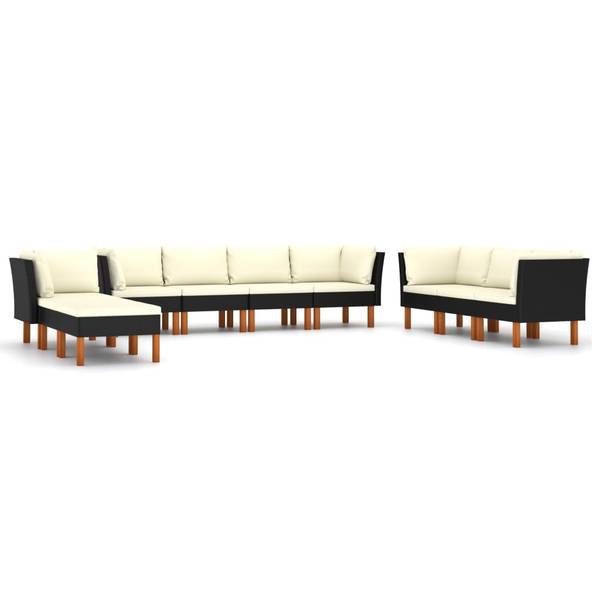 Garten-Sofa-Set 3009634-22 10-teilig Schwarz - Weiß