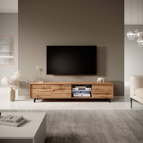 TV-onderkast GALHAD bruin - polyamide - melamine - polyacryl - 175 x 41 x 31 cm