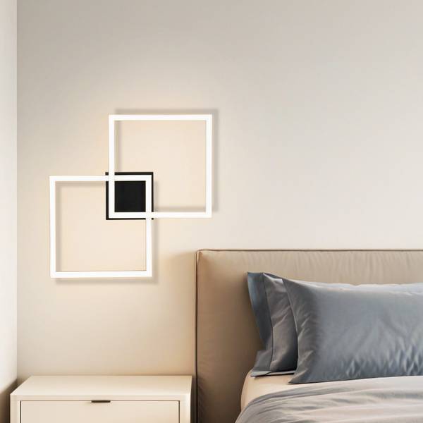LED Plafondlamp Eichstätt zwart - kunststof - 40 x 7 x 40 cm