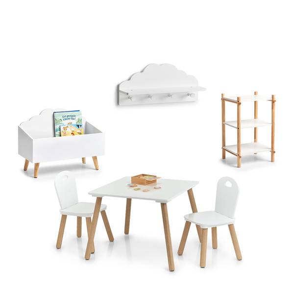Kinder-Sitzgarnitur "Scandi", 3-tlg Weiß - Holzwerkstoff - 55 x 55 x 1 cm
