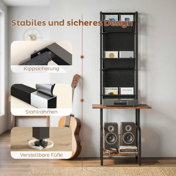 CD-Regal 836-687V00RB Braun - Holzwerkstoff - 49 x 144 x 50 cm