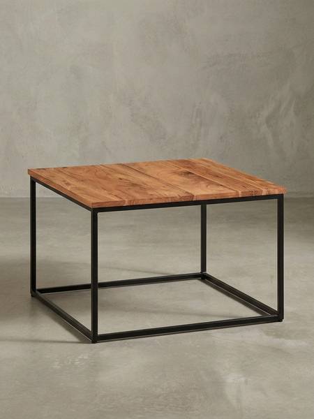 Couchtisch ARQUATA mit Eisengestell Beige - Akazie - 60 x 41 x 60 cm