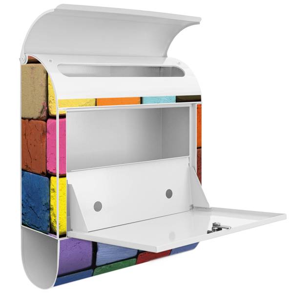 Briefkasten Stahl Bunte Kreide Weiß - Stahl - 38 x 46 x 13 cm