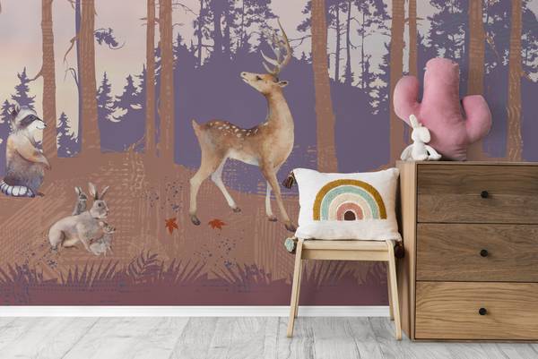 Panorama-Tapete Pikatchoune Pink - Papier - 288 x 270 x 288 cm