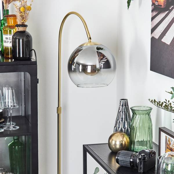 Stehlampe Cesaro Grau - Aluminium - Klarglas - 25 x 140 x 52 cm