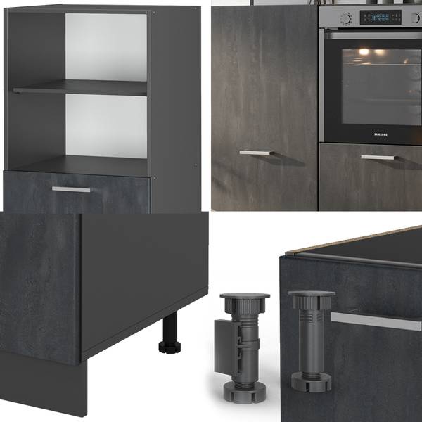 Küchenblock R-Line 53284 Grau - Chrom - 180 x 143 x 46 cm