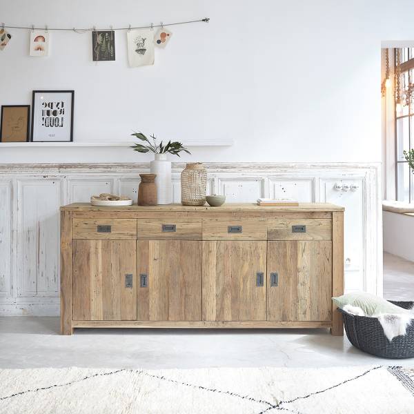 Buffet CARGO Beige - Massivholz - 200 x 90 x 50 cm