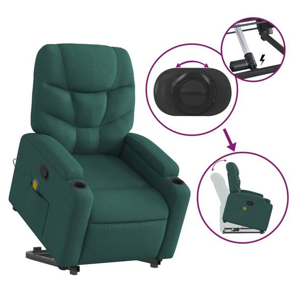 Fauteuil inclinable de massage 3032386-2 Vert foncé