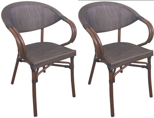 Gartenstuhl Madetta 2er Set Braun - Webstoff - 57 x 83 x 57 cm