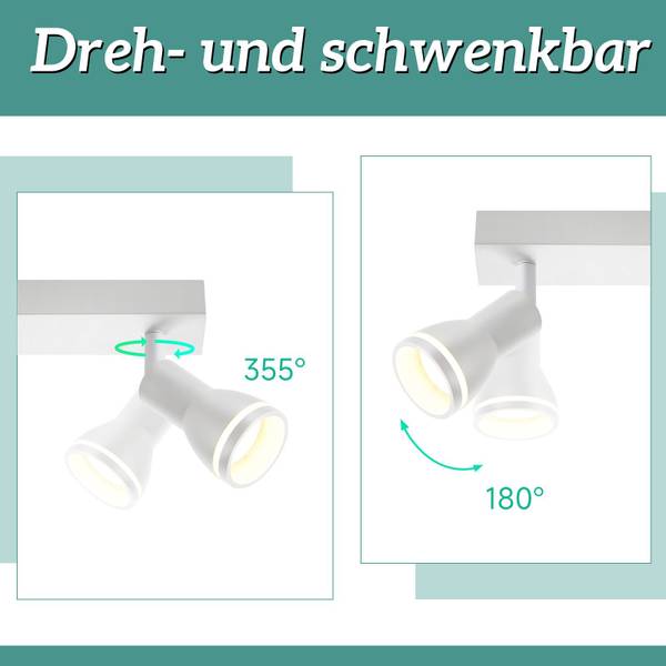 Deckenstrahler Herford Weiß - Metall - 5 x 16 x 42 cm