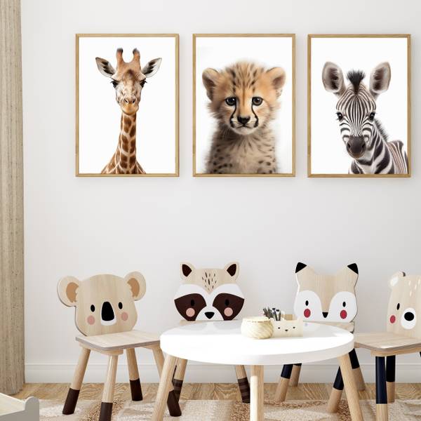 Poster für Kinder Wildtiere 3er Set 21 x 30 x 30 cm