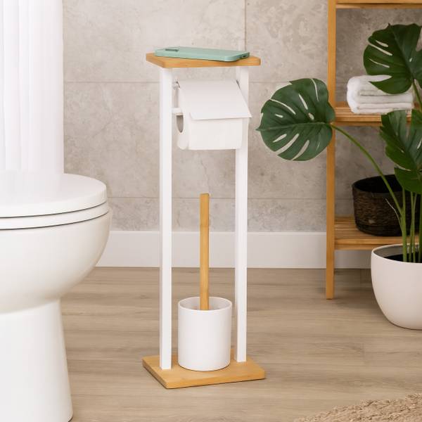WC-Garnitur mit Ablage Hellbraun - Weiß