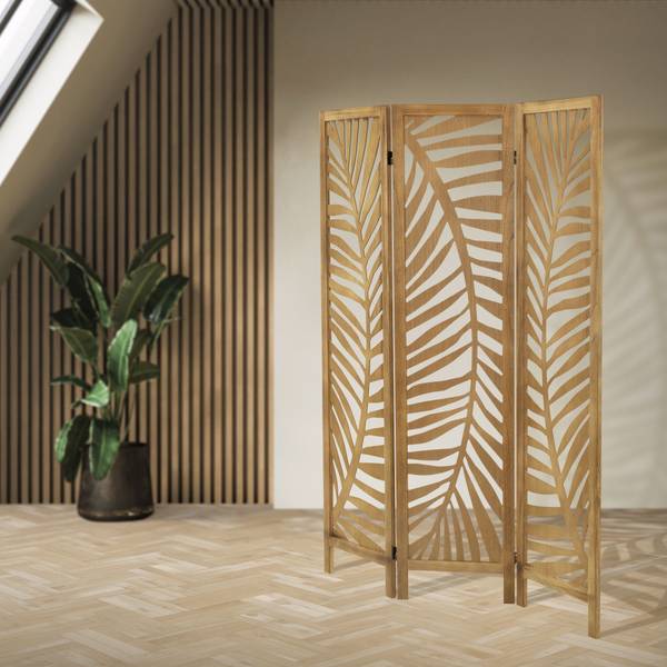Paravent Fukuoka 3-tlg Braun - Samt - 121 x 170 x 2 cm