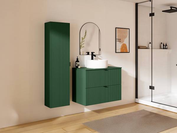 Badmöbel-Set ZEVINI Grün - Holz teilmassiv - 80 x 60 x 47 cm