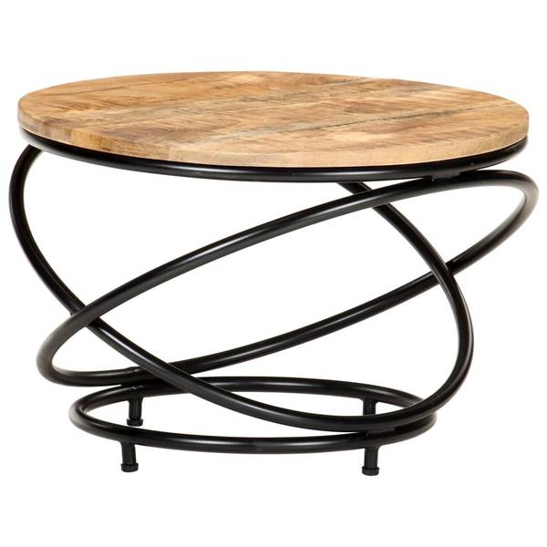 Wohnzimmertisch GUNDI raues Mango Schwarz - Massivholz - 60 x 40 x 60 cm
