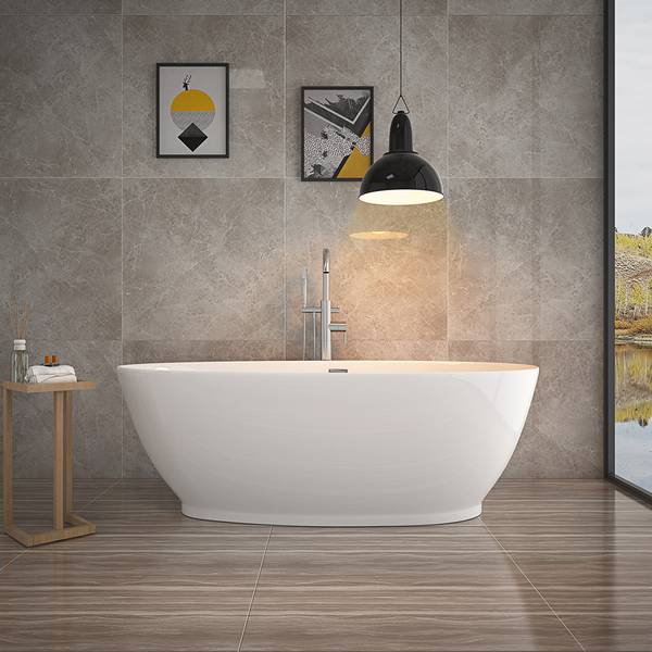 Vrijstaand bad DELIA wit - hars - 180 x 58 x 90 cm