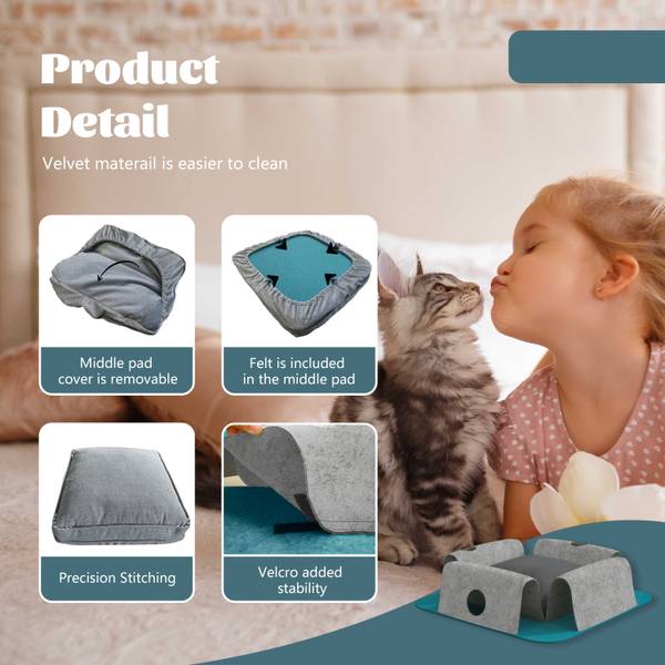 Tunnel pour chat KB Bleu - Blanc - Polyester - 35 x 14 x 35 cm