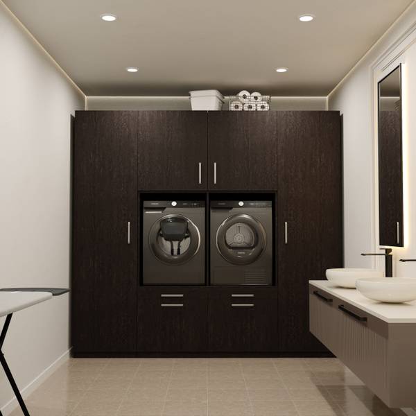 Waschmaschinenschrank Vienna Schwarz - Holzwerkstoff - 253 x 235 x 70 cm